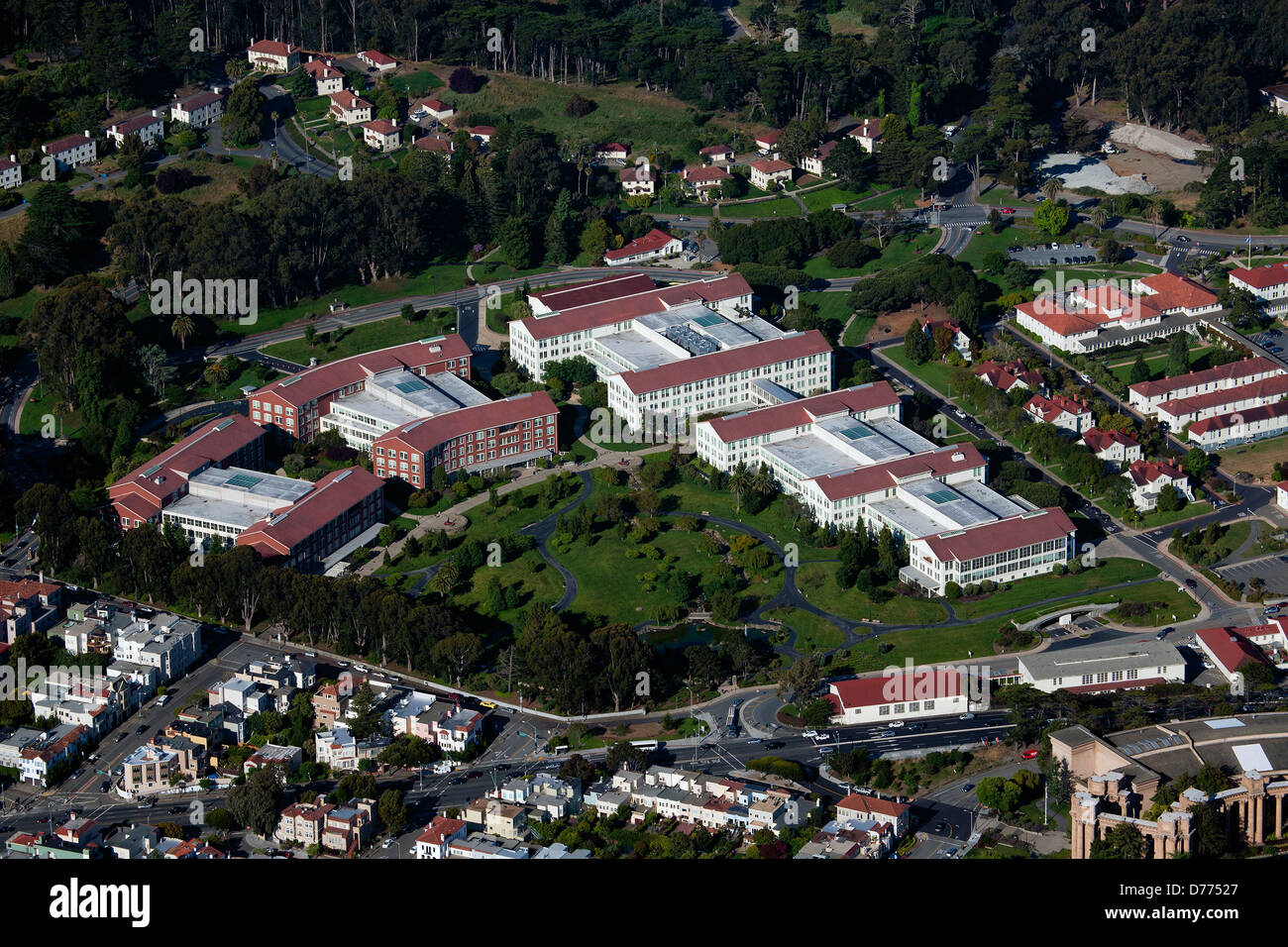 Luftaufnahme Lucasfilm Letterman Digital Arts Center Presidio von San Francisco Stockfoto