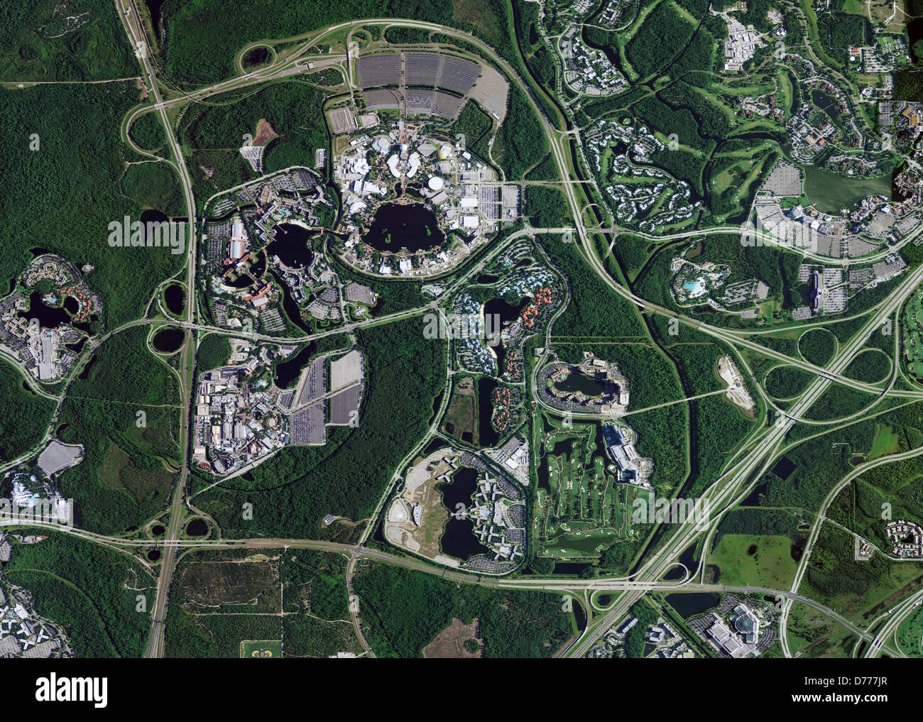 Luftbild-Karte von Walt Disney World, in Lake Buena Vista, Florida Stockfoto
