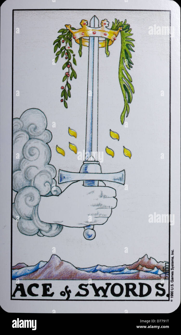 Tarot-Karte "Ace of Swords" Stockfoto