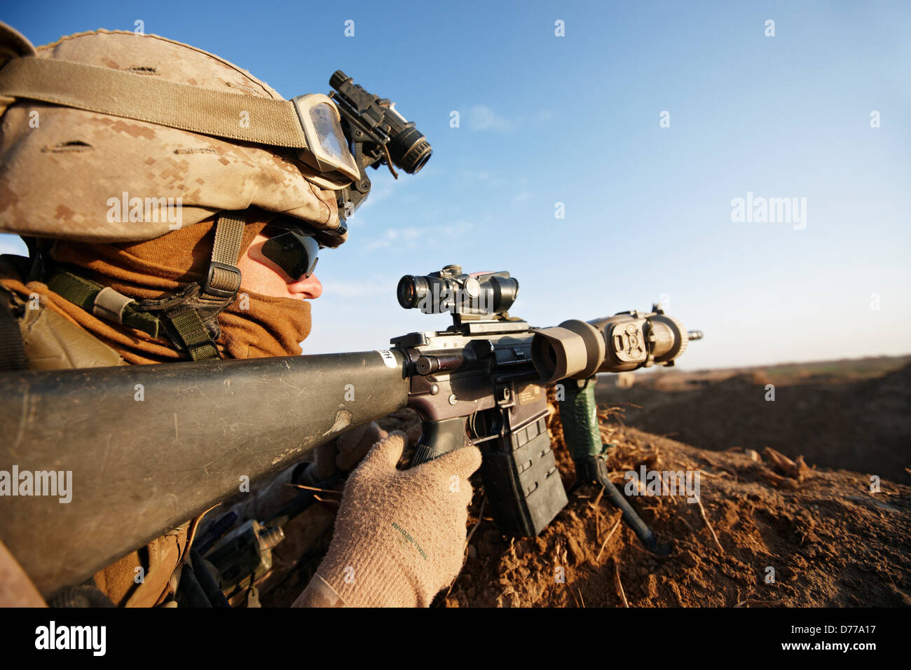 US Marine M16 im Kampfeinsatz in der afghanischen Provinz Helmand Stockfoto