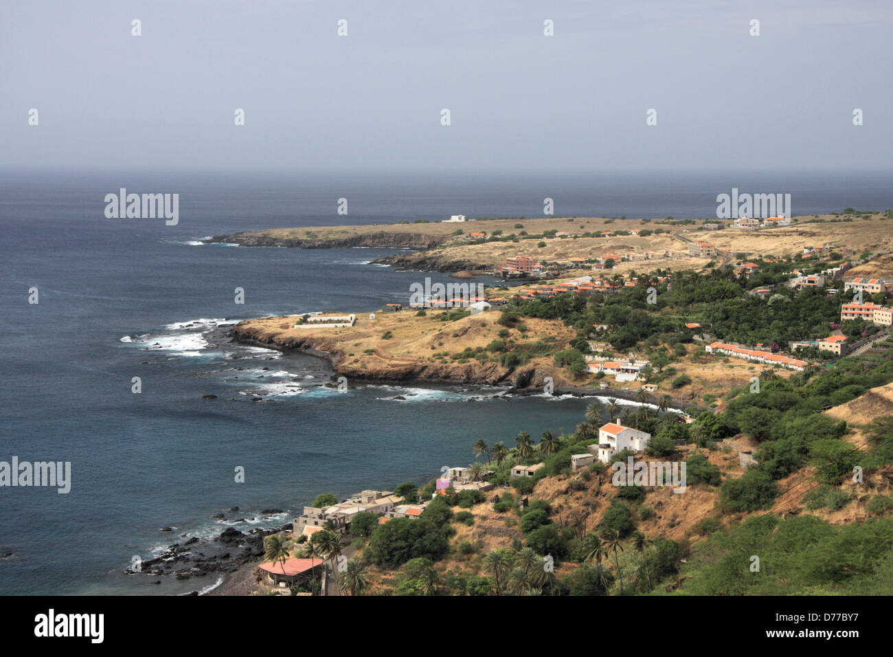 Blick auf die Stadt Cidade Velha von Fortaleza Real de São Felipe auf der Insel Santiago, Kapverden, Afrika Stockfoto