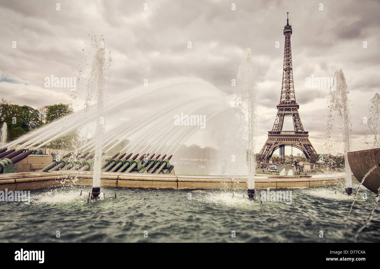 Der Brunnen am Place Trocadero in Paris Stockfoto