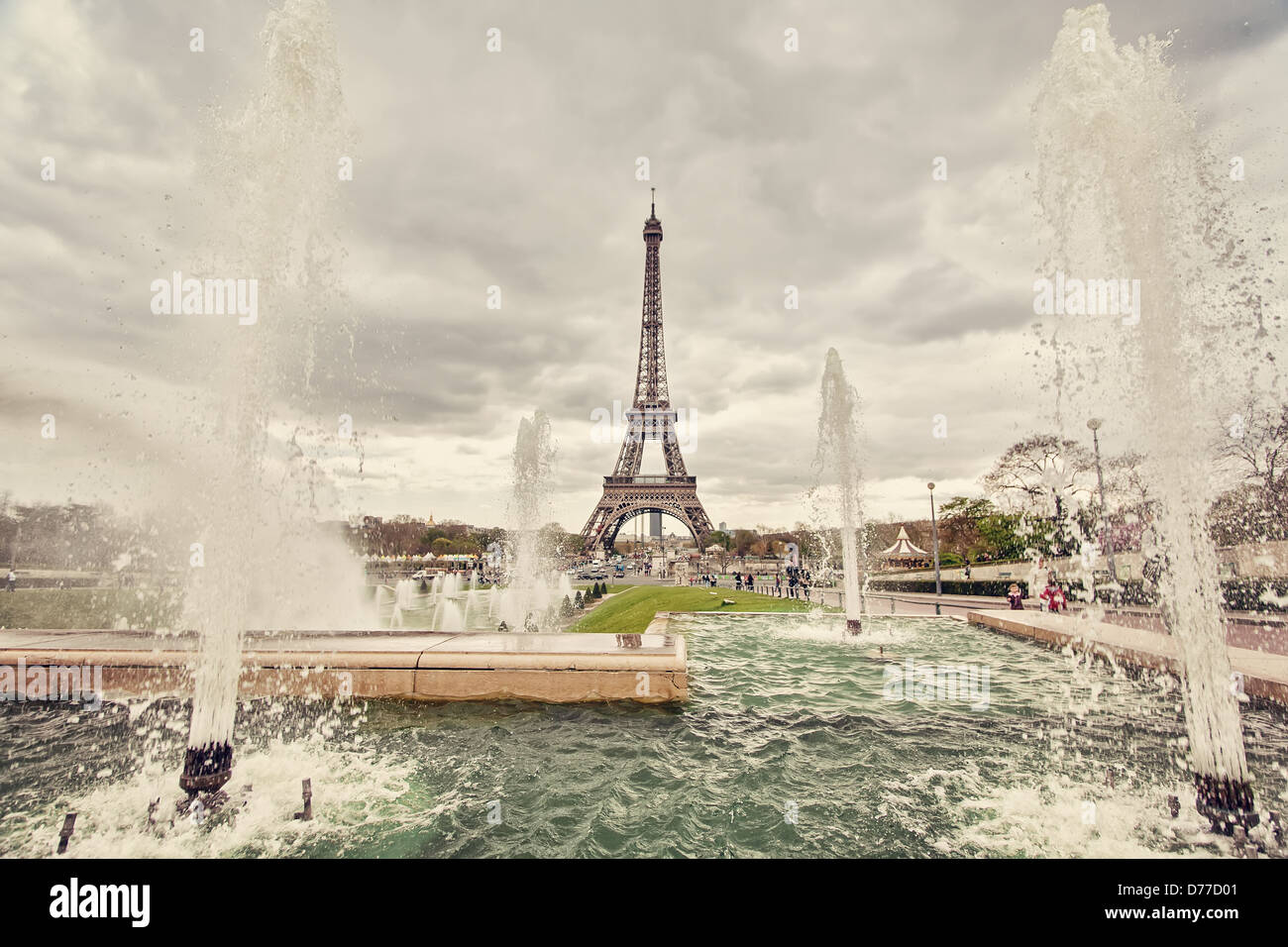 Der Brunnen am Place Trocadero in Paris Stockfoto