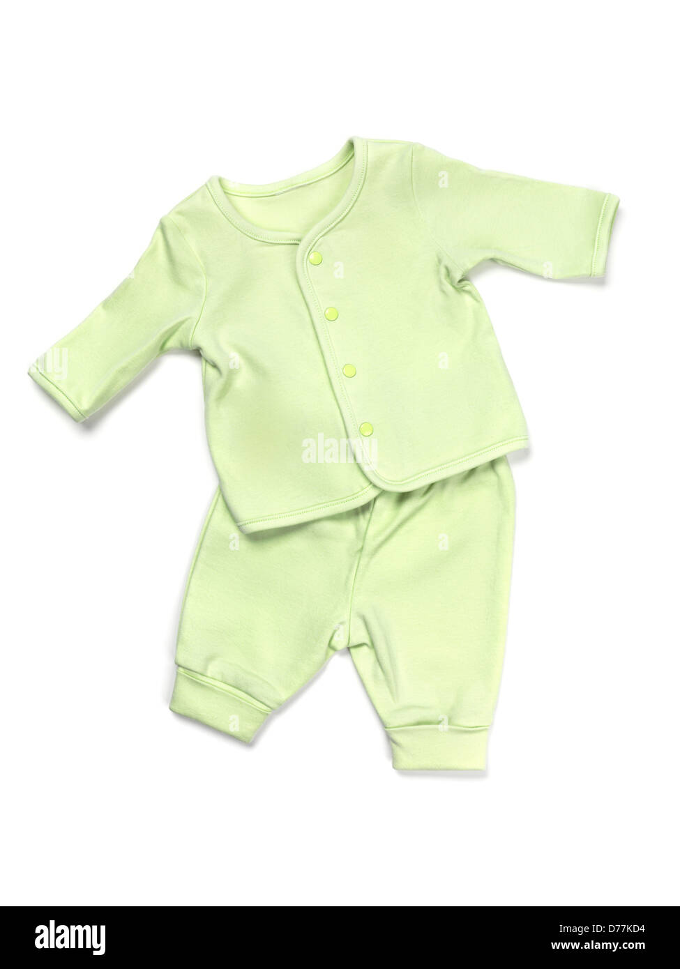 Grüne Baumwolle Baby Pyjama-Set isoliert auf weißem Hintergrund Stockfoto