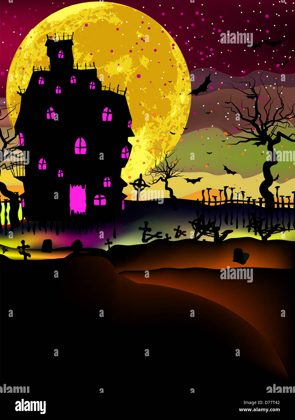 Geisterhaus-Halloween-Hintergrund Stockfoto