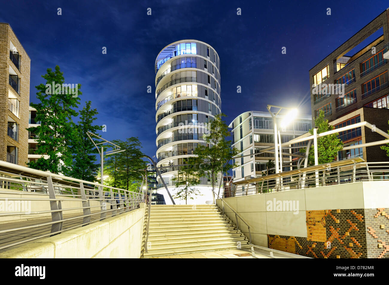 Wohnturm Oval in der kaiserlichen Kai im Hafen Stadt Hamburg, Deutschland, Europa Stockfoto