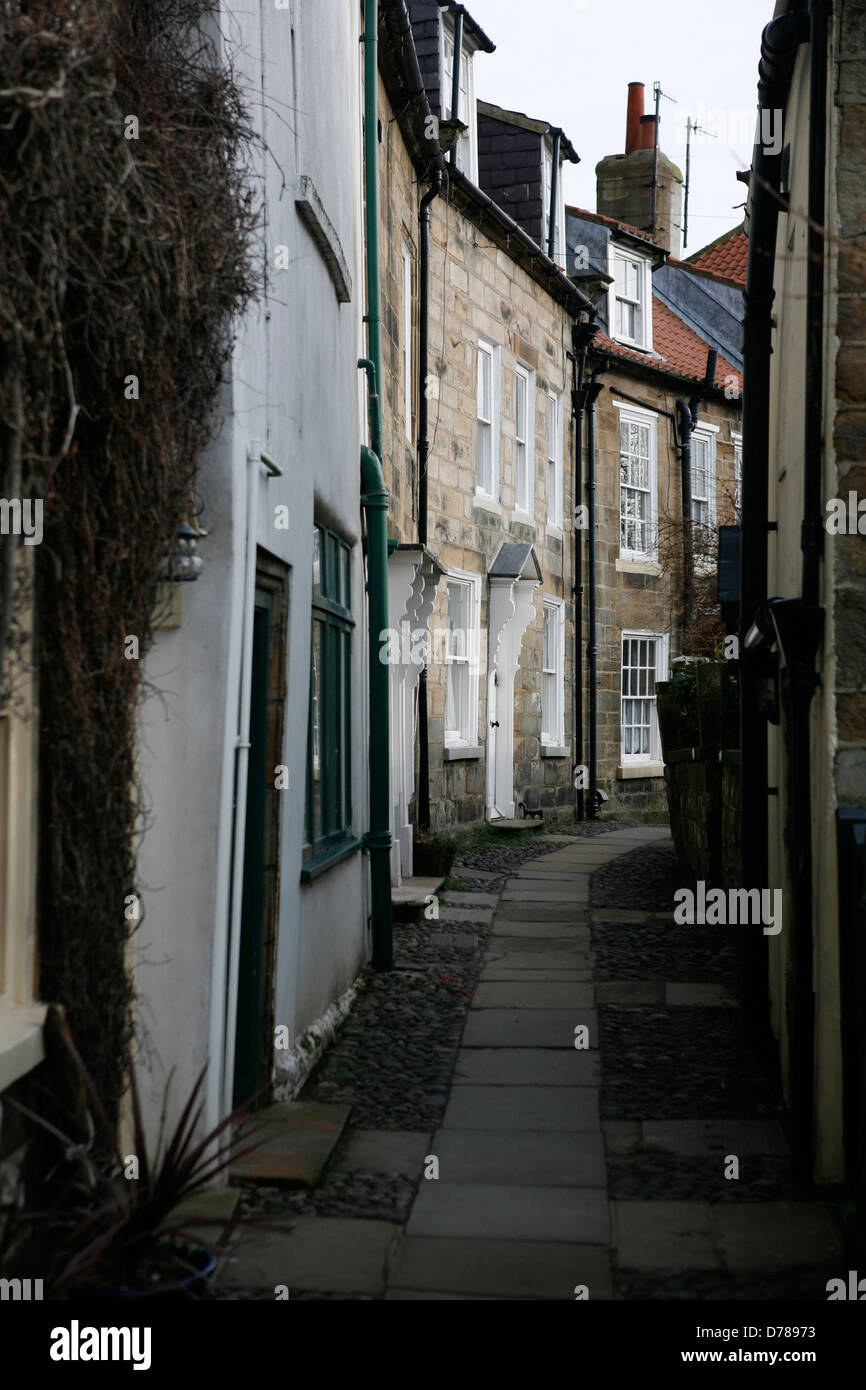 Robin Hoods Bay ist ein kleines Fischerdorf und eine Bucht befindet sich in North York Moors National Park Stockfoto