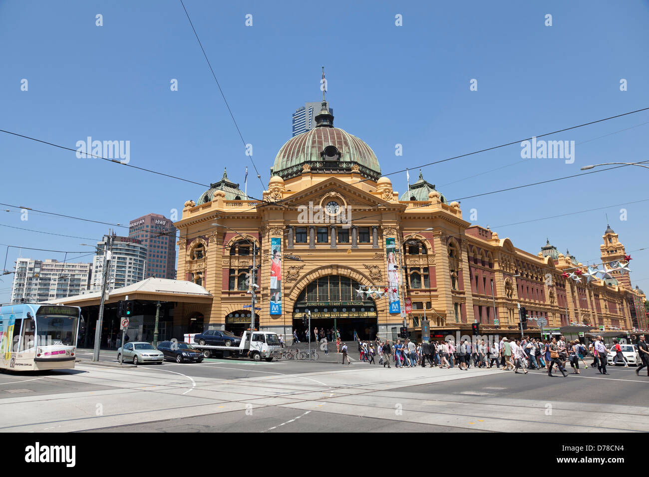 Der Bahnhof Flinders Street, Melbourne, Victoria, Australien Stockfoto