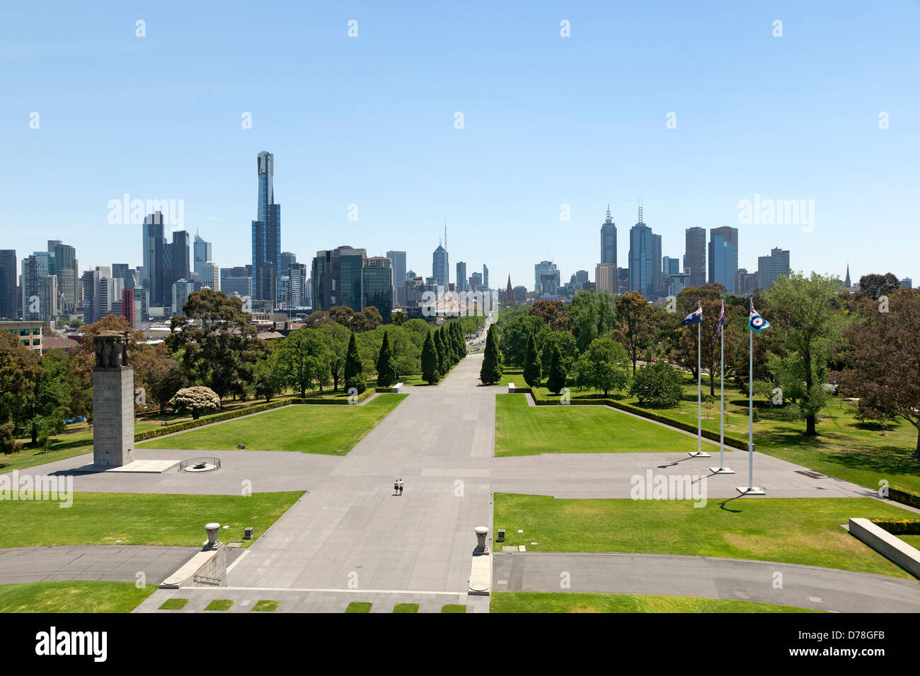 St Kilda Road Street View bis zu der zentralen Stadt, Melbourne, Australien Stockfoto