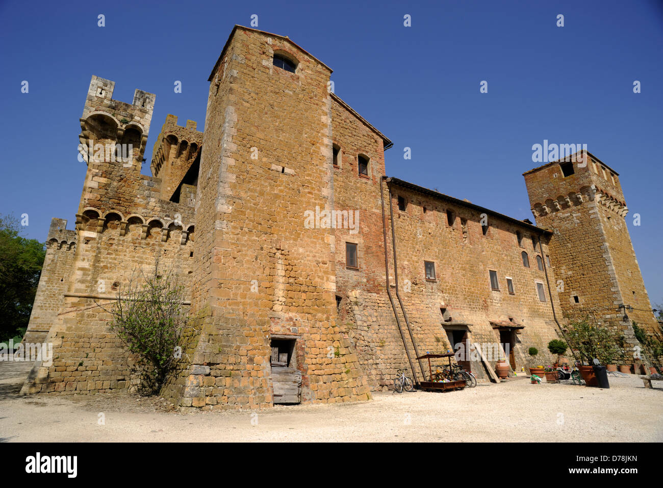 Italien, Toskana, Val d'Orcia, Agriturismo Spedaletto Schloss Stockfoto