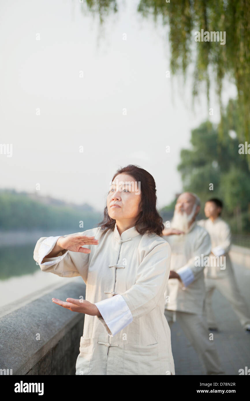 Chinesen praktizieren Tai Ji Stockfoto