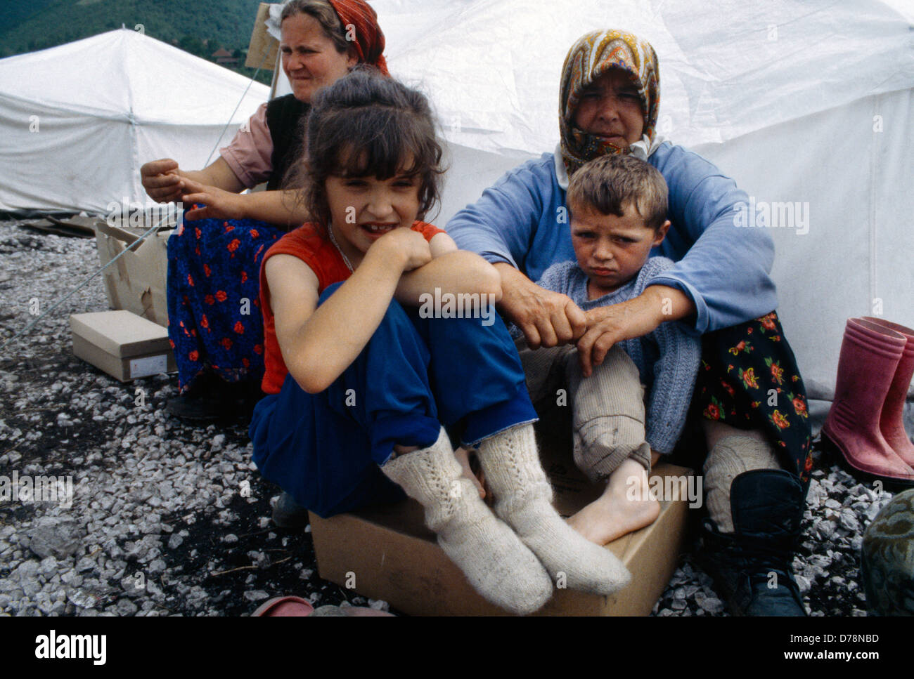 Zenica, Bosnien bosnischen Flüchtlingen Un Camp Frauen & Kinder Stockfoto