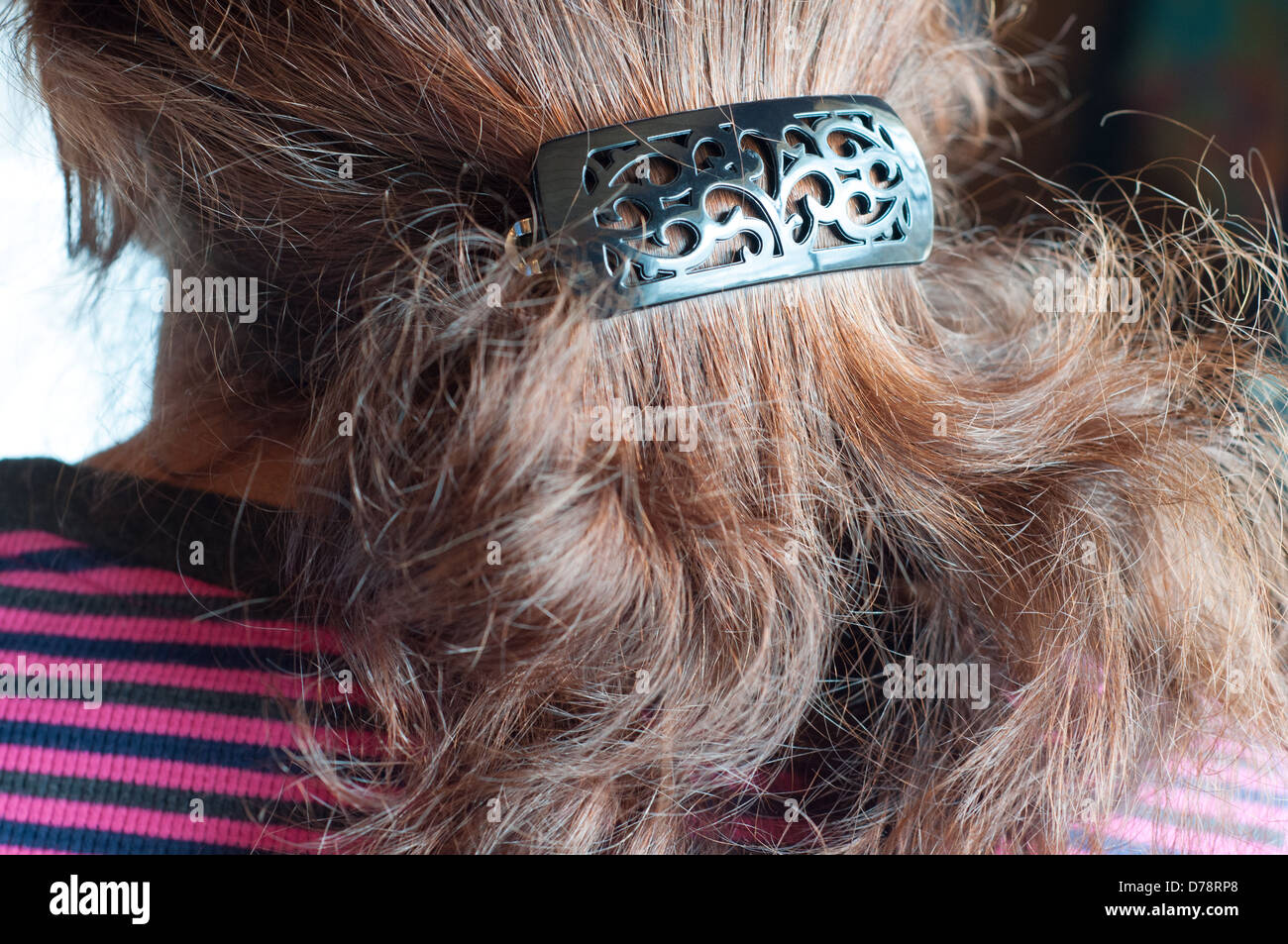 Frisur von einer Frau-Nahaufnahme Stockfoto