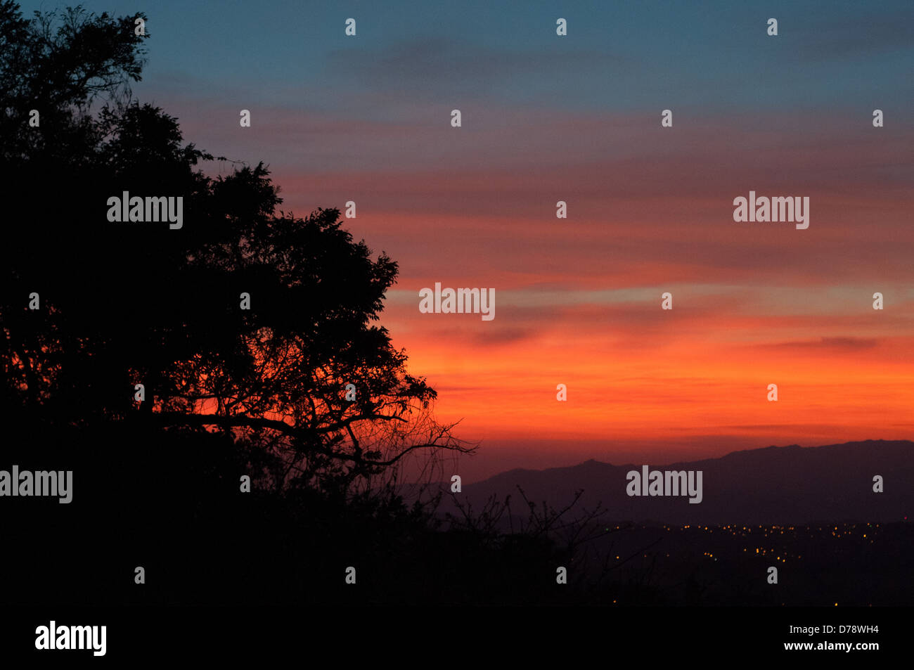 Sonnenuntergang Central Valley Costa Rica Stockfoto
