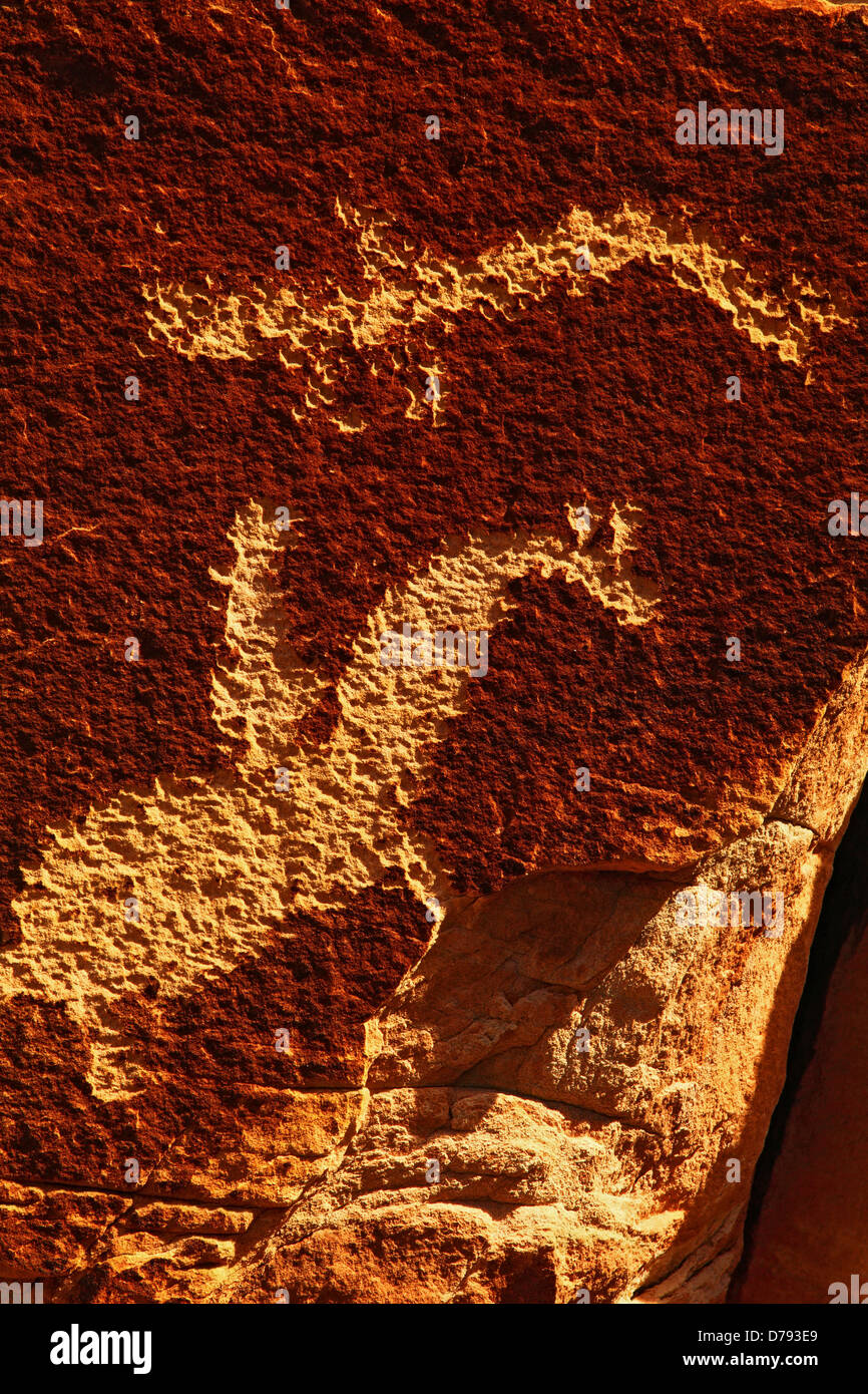 Wolf Ranch Petroglyphen Stockfoto