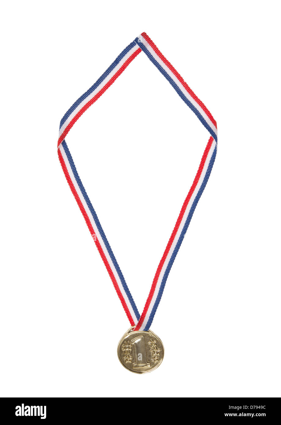 Goldmedaille 1 St Platz Gewinner Medaille auf weißem Hintergrund Stockfoto