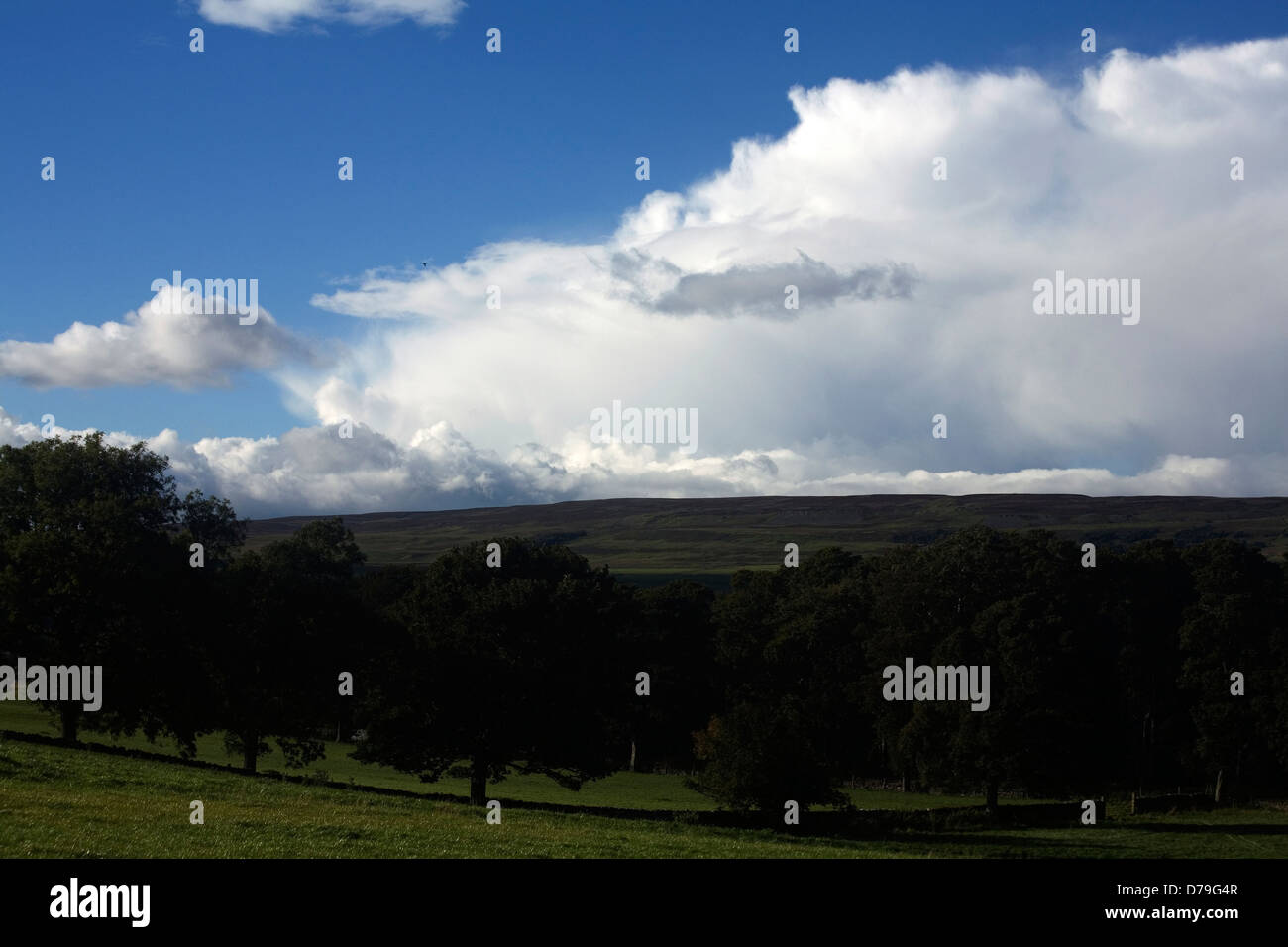 Gewitterwolken übergehen Wensleydale an einem Herbstabend aus in der Nähe von Bolton Castle Yorkshire Dales England Stockfoto