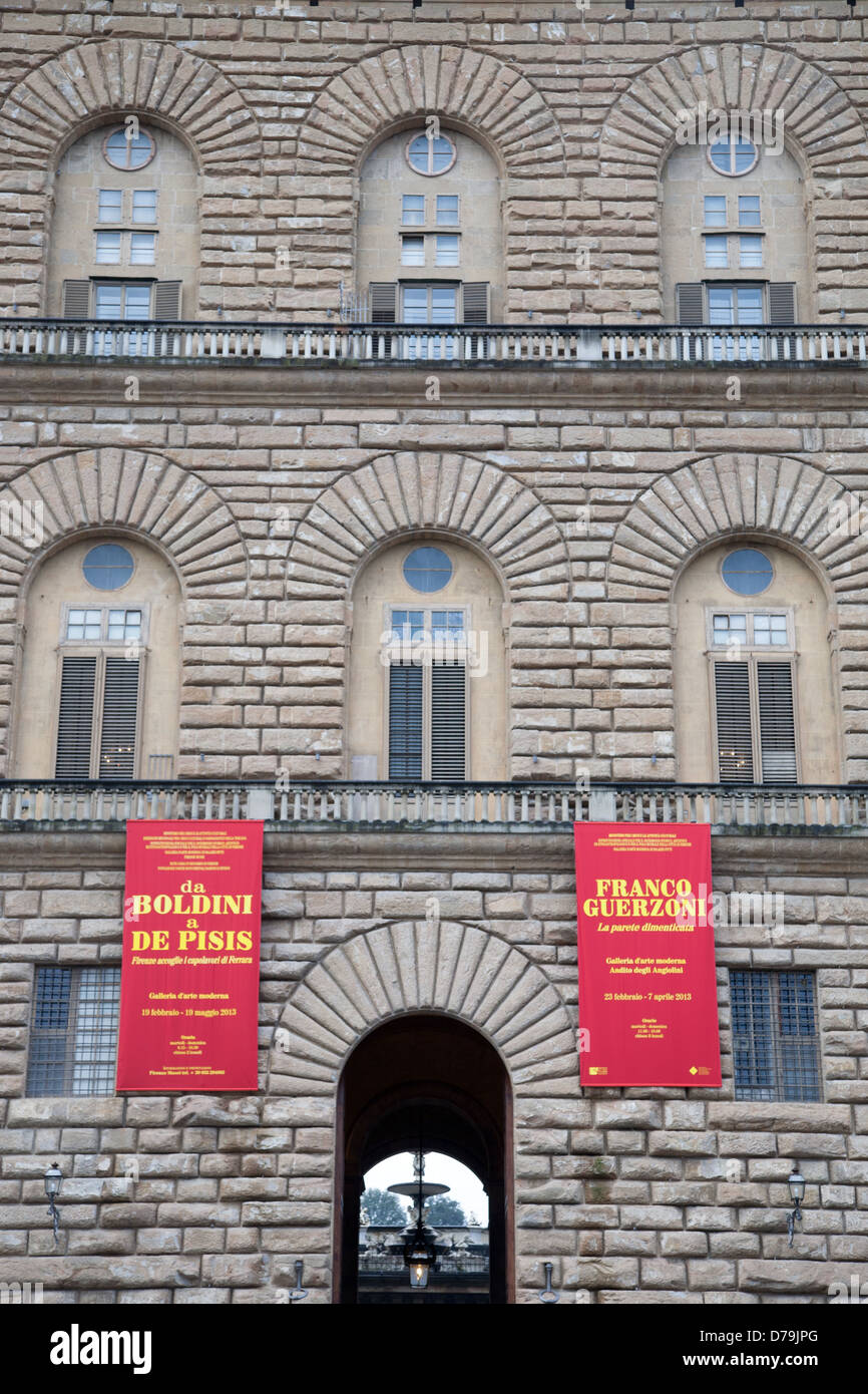Palazzo Pitti Palace Museum Fassade, Florenz, Italien Stockfoto