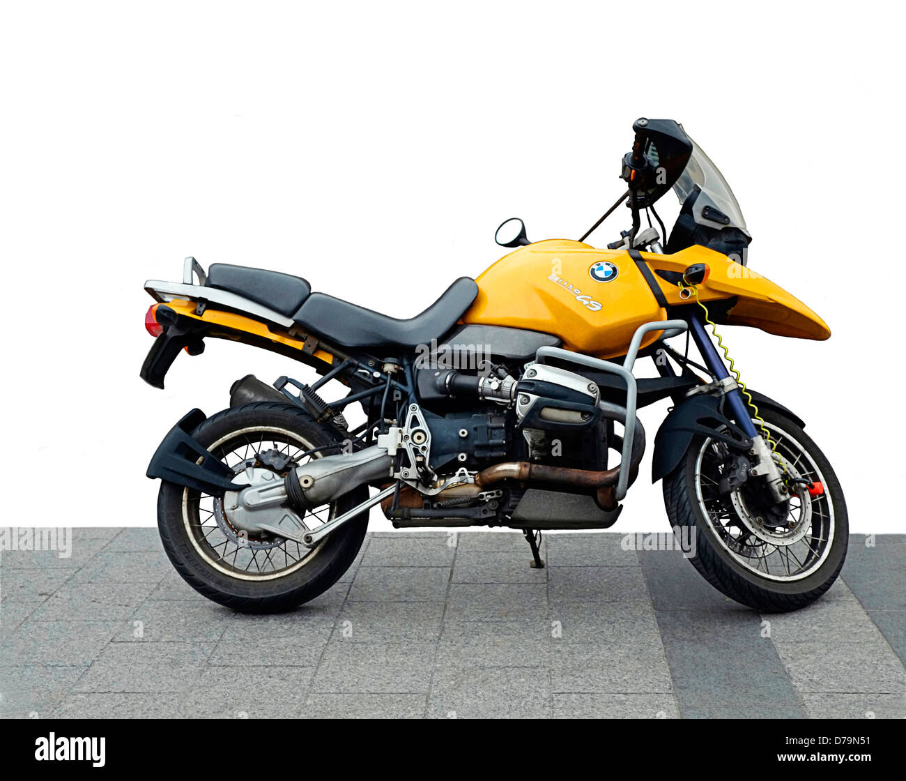 Ein teilweiser Ausschnitt aus einem popopowerful BMW Motorrad, Motorbikee Stockfoto