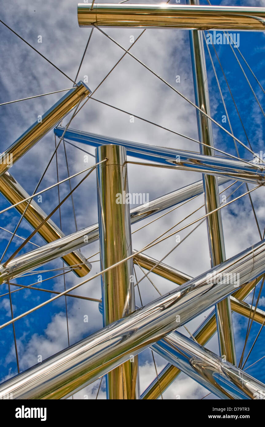 Ein Chrom-Skulptur-Detail bei Meijer Gardens in Grand Rapids Michigan Stockfoto