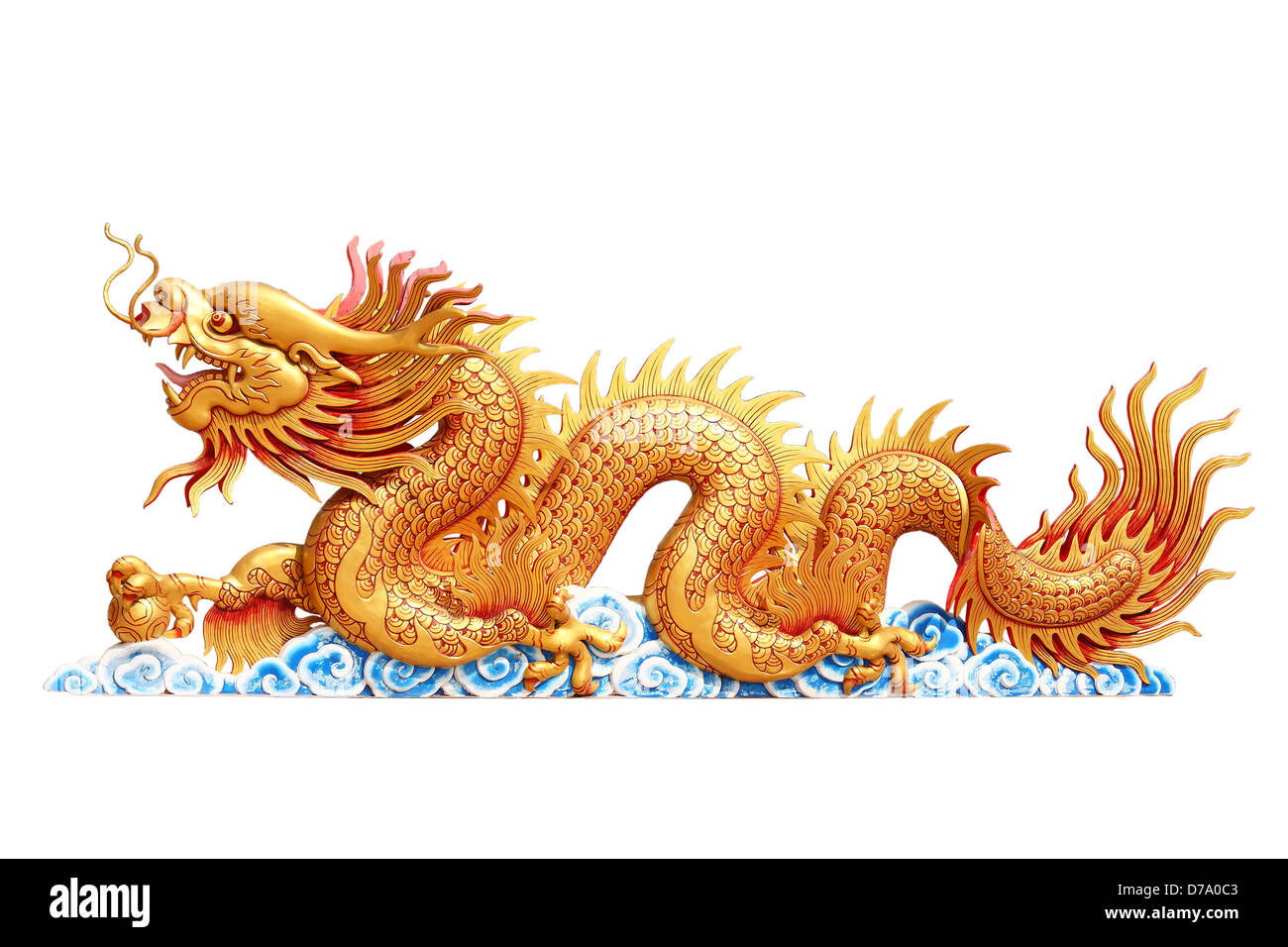 goldene Drache mit weißem Hintergrund Stockfoto