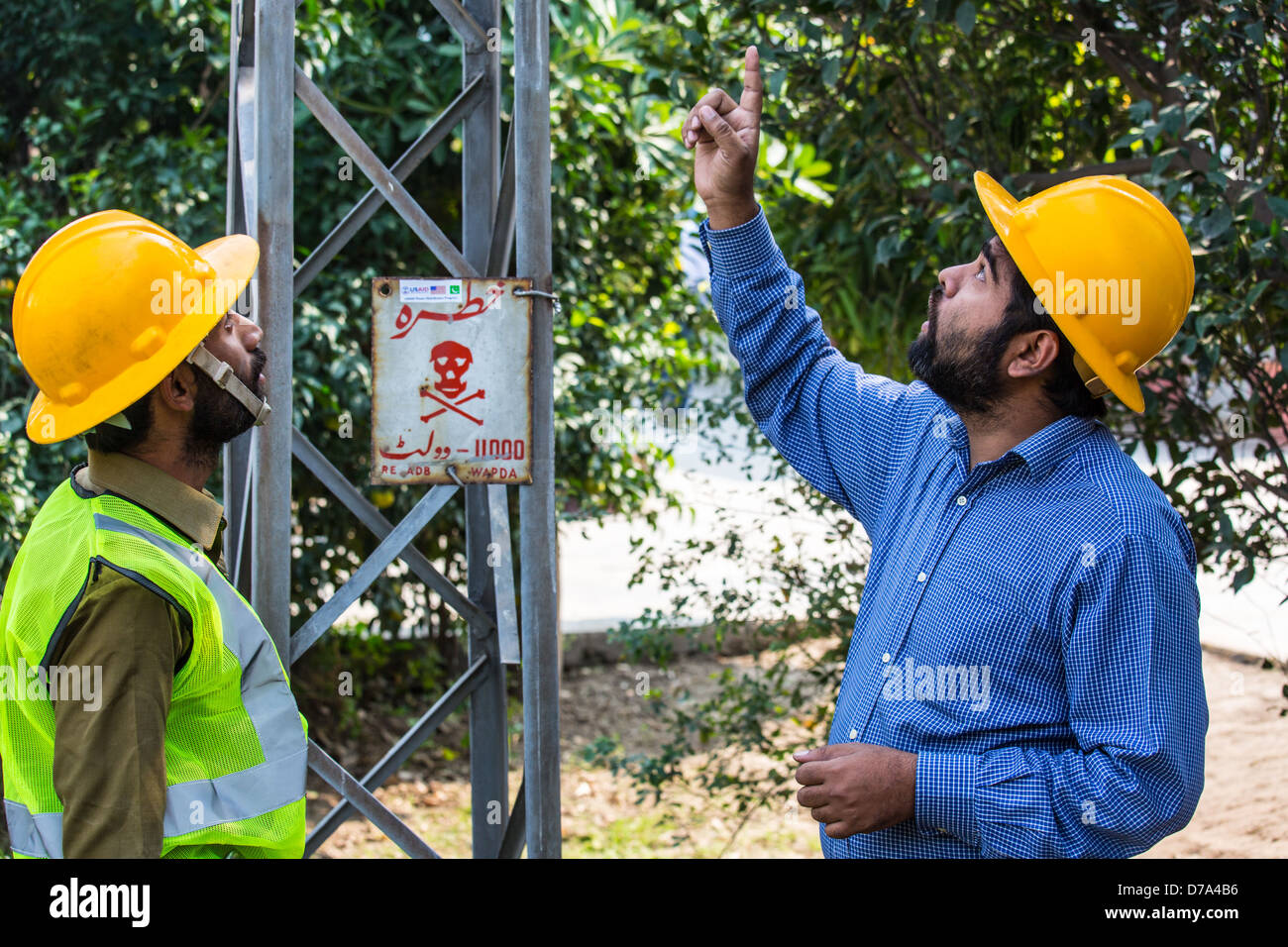 Power Line Lineman Ausbildung in Lahore, Pakistan Stockfoto