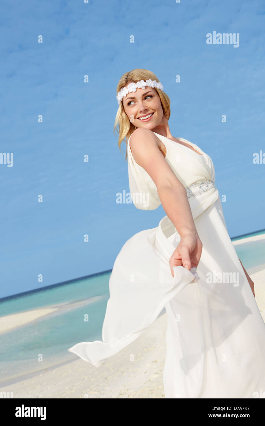Am schönen Strandhochzeit Braut Stockfoto