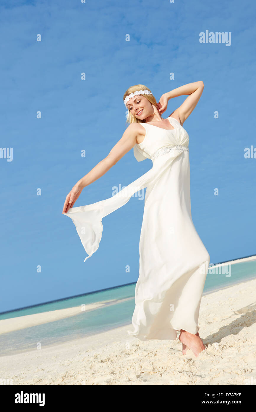 Am schönen Strandhochzeit Braut Stockfoto