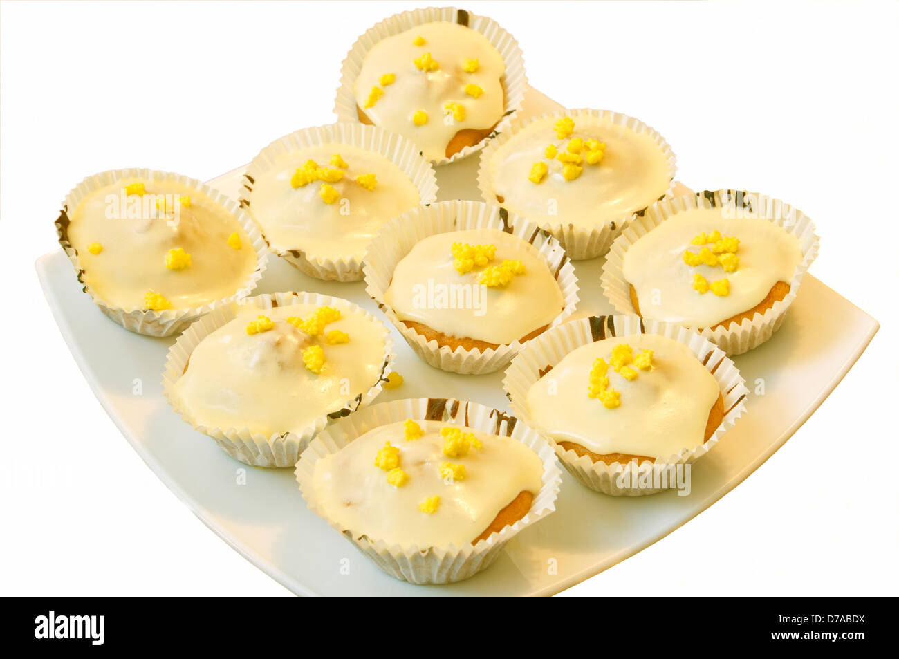 Platte der Fee Kuchen Cupcakes Cupcakes Stockfoto