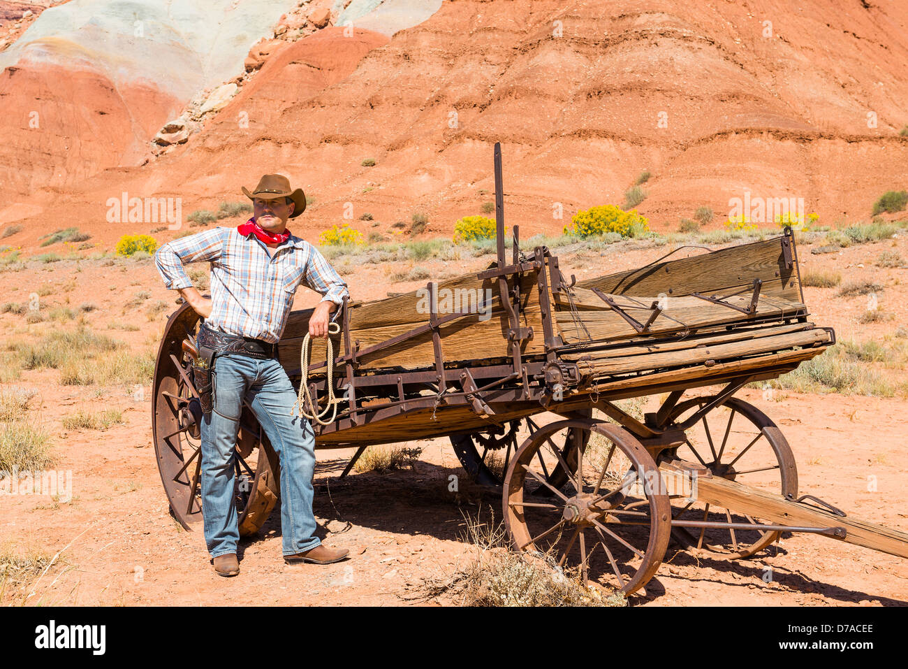 Süd-WEST - braucht ein Cowboy Zeit um sich auszuruhen und zu reflektieren. Stockfoto