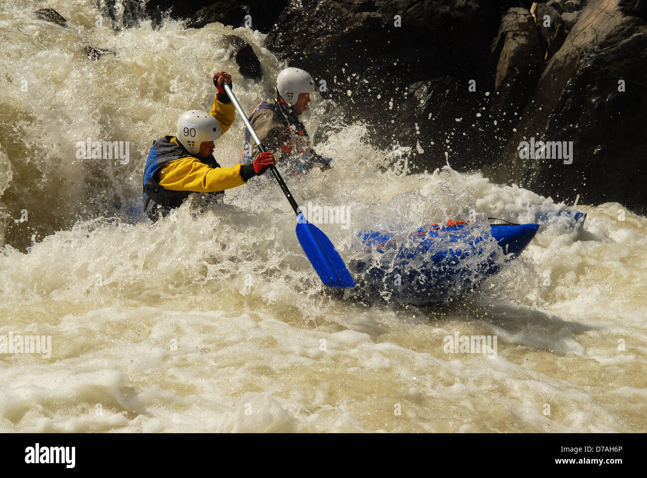 Frühling, rafting Wettbewerb auf dem Tschuja Fluss im Altai-Gebirge Russland Stockfoto