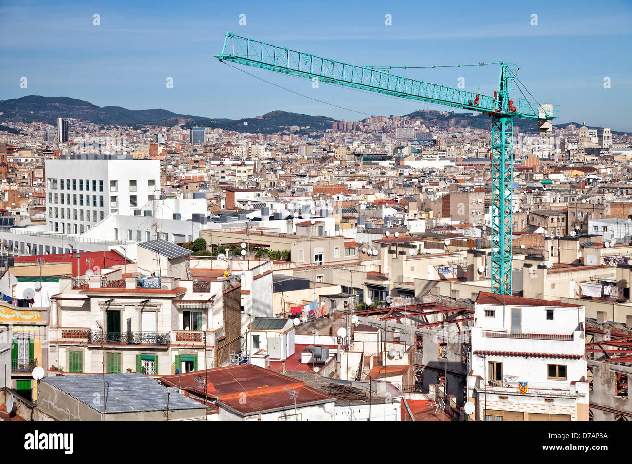 Vogelperspektive von Barcelona (Spanien) am Morgen Stockfoto