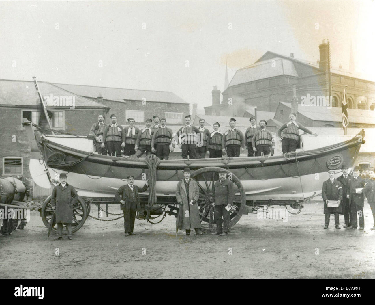 Seaton Carew Rettungsboot und Crew Stockfoto