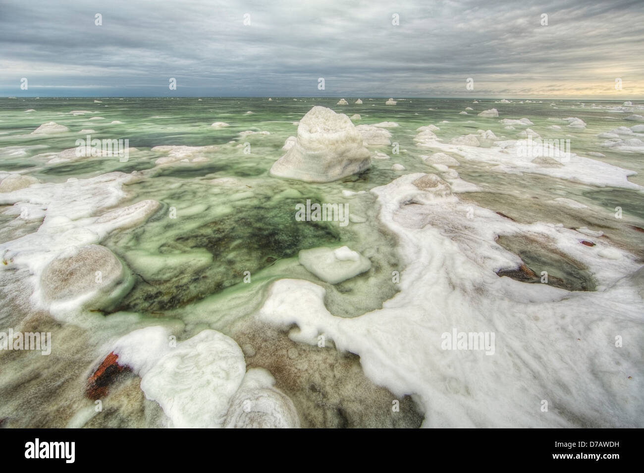 Das grüne Eis gefüllt Wasser des Hudson Bay; Manitoba Kanada Stockfoto