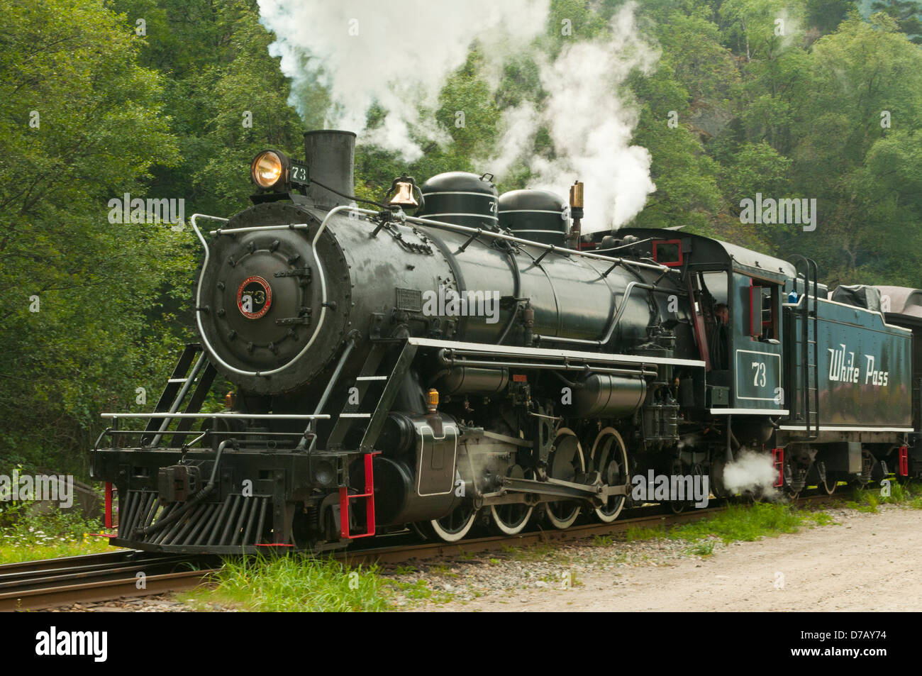 White Pass Yukon Dampfzug in Skagway, Alaska, USA Stockfoto