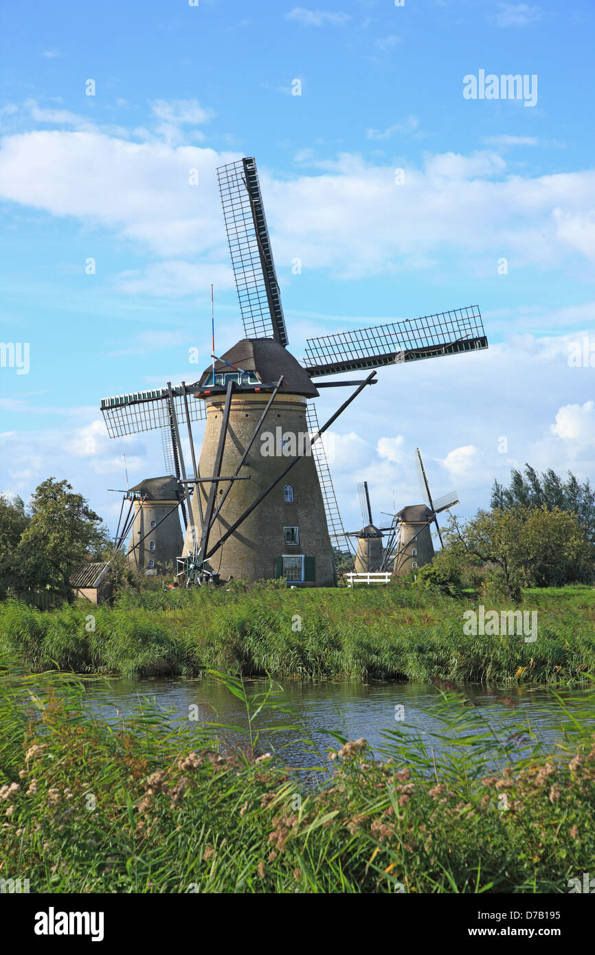 Der Niederlande, Windmühlen von Kinderdijk, UNESCO-Welterbe Stockfoto