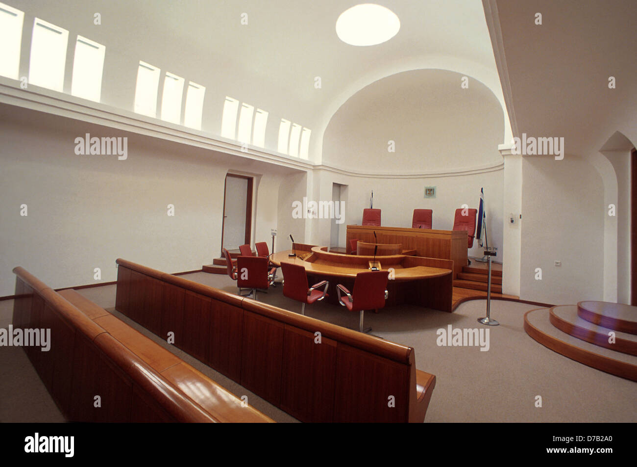 Gerichtssaal am Obersten Gerichtshof in Jerusalem, Israel Stockfoto