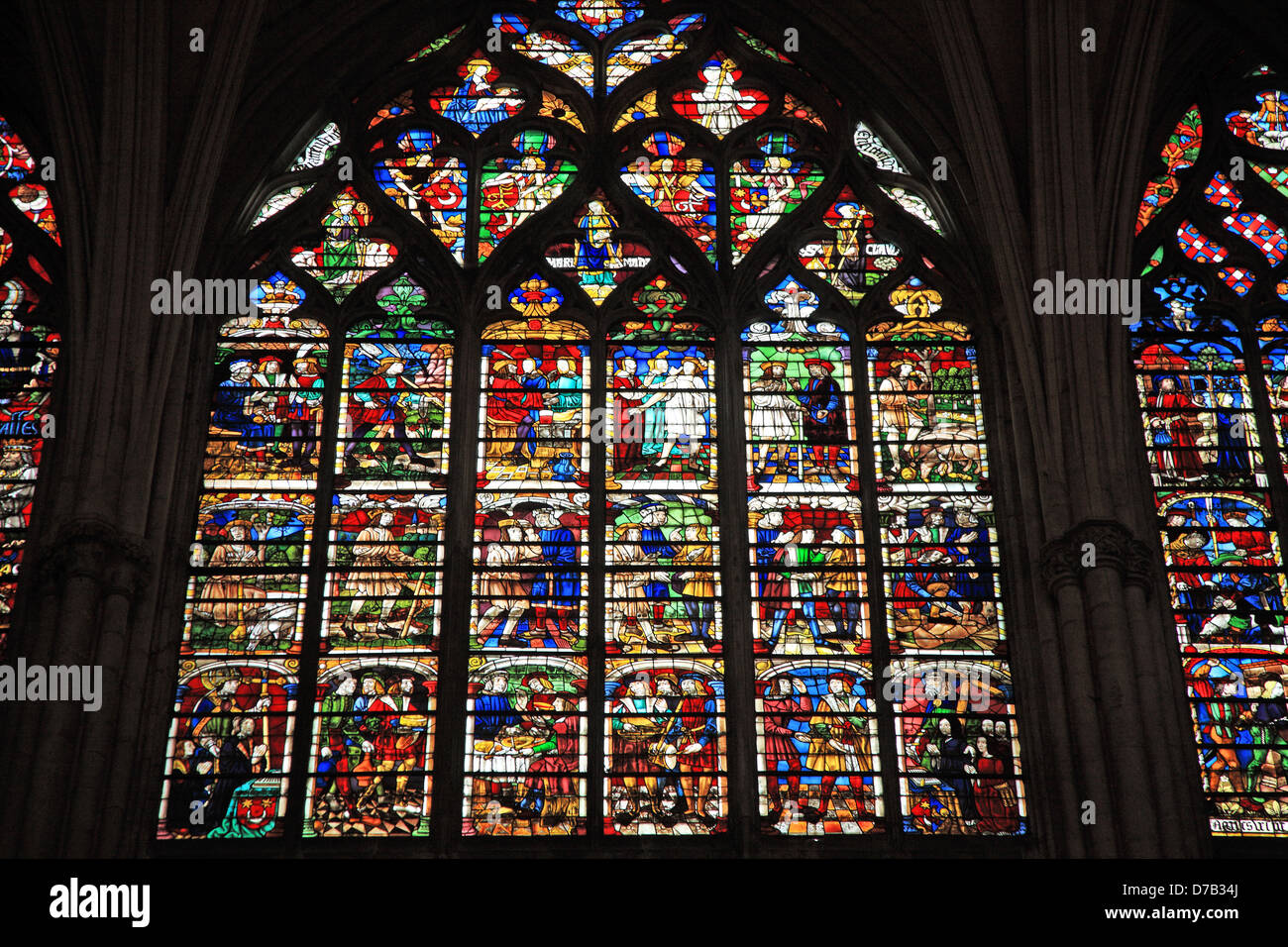 Frankreich, Champagne, Troyes, Glasmalereien des Doms Stockfoto