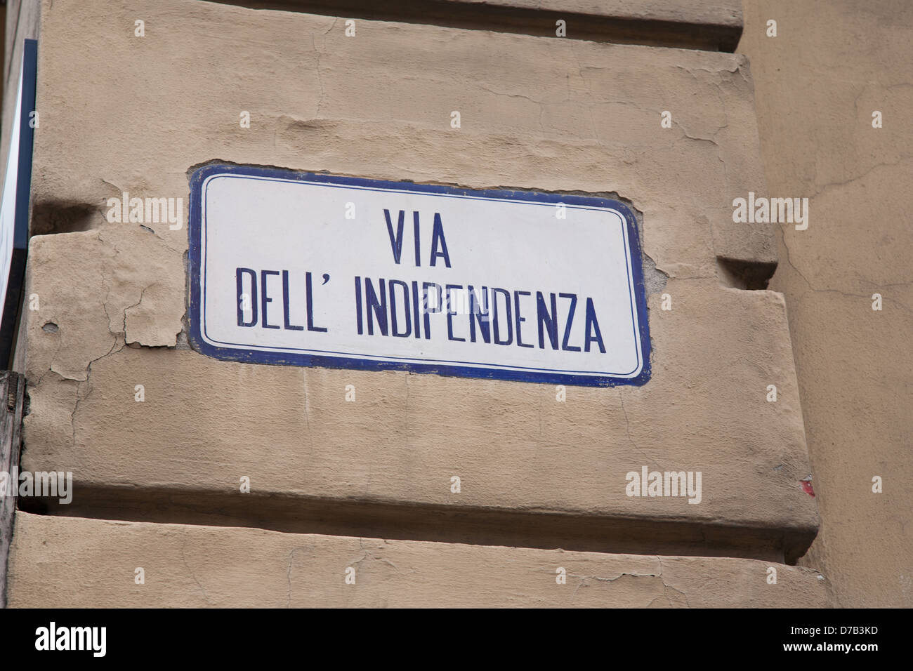 Über Dell Indipendenza Straßenschild, Bologna, Italien Stockfoto