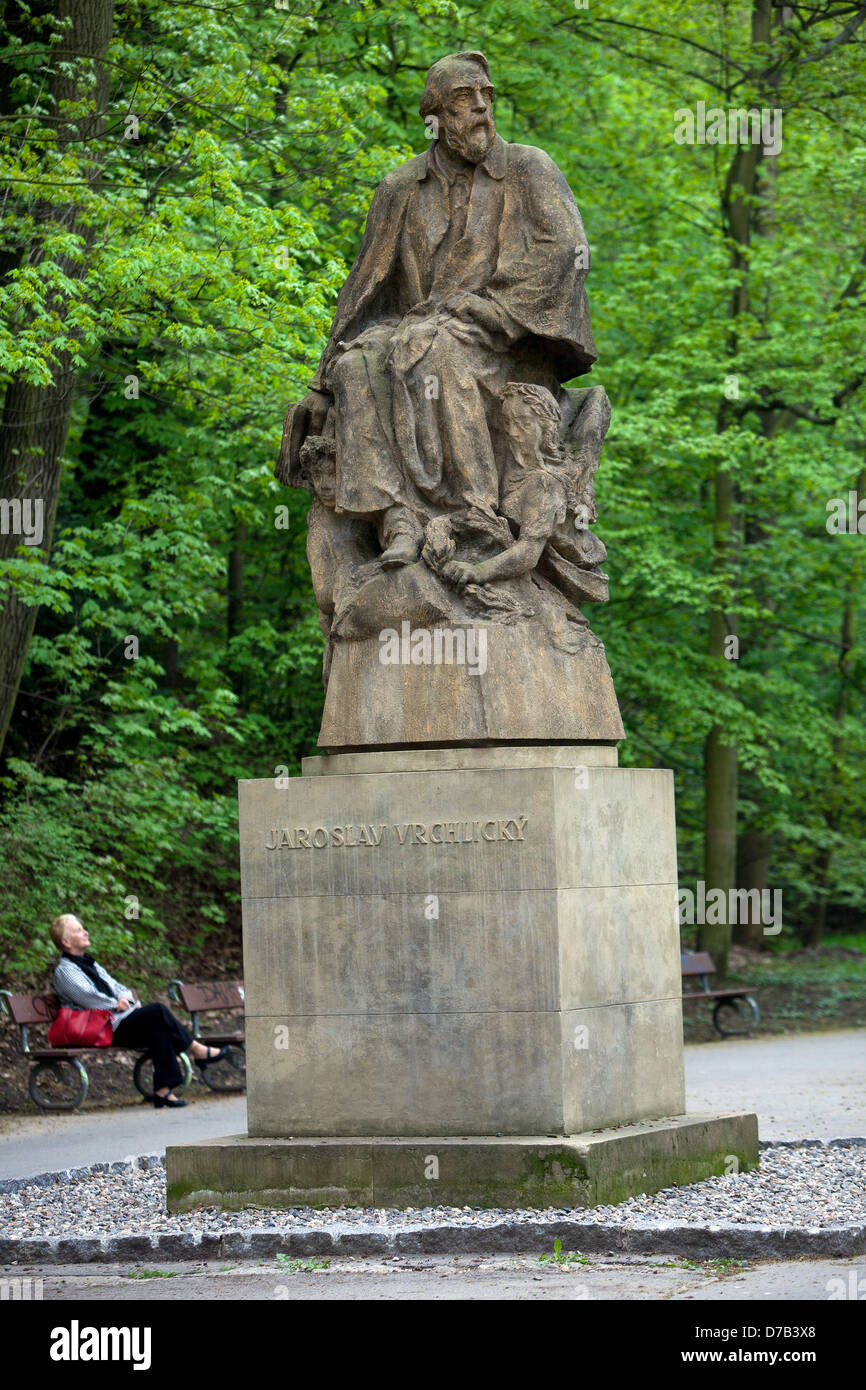 Jaroslav Vrchlicky tschechische Schriftstellerstatue Spring Hill Park Petrin Prag Tschechische Republik Stockfoto