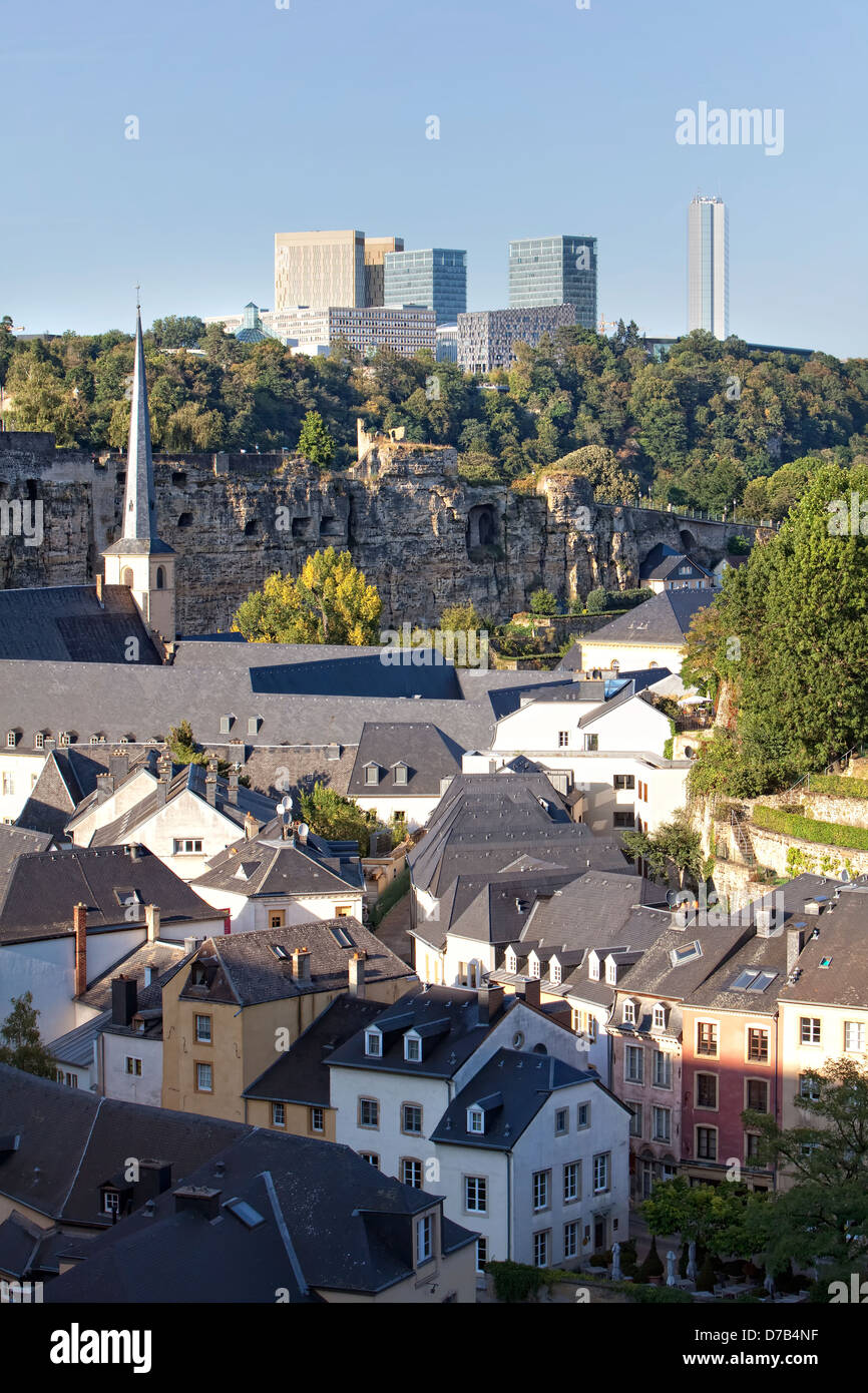 Blick auf die EU-Gebäude im Europäischen Viertel, Kirchberg-Plateau, Luxemburg-Stadt, Europa Stockfoto