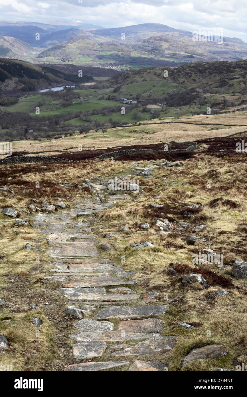 Der Pony-Pfad auf Cadair Idris in Snowdonia-Nationalpark, Gwynedd, Wales, April 2013 Stockfoto