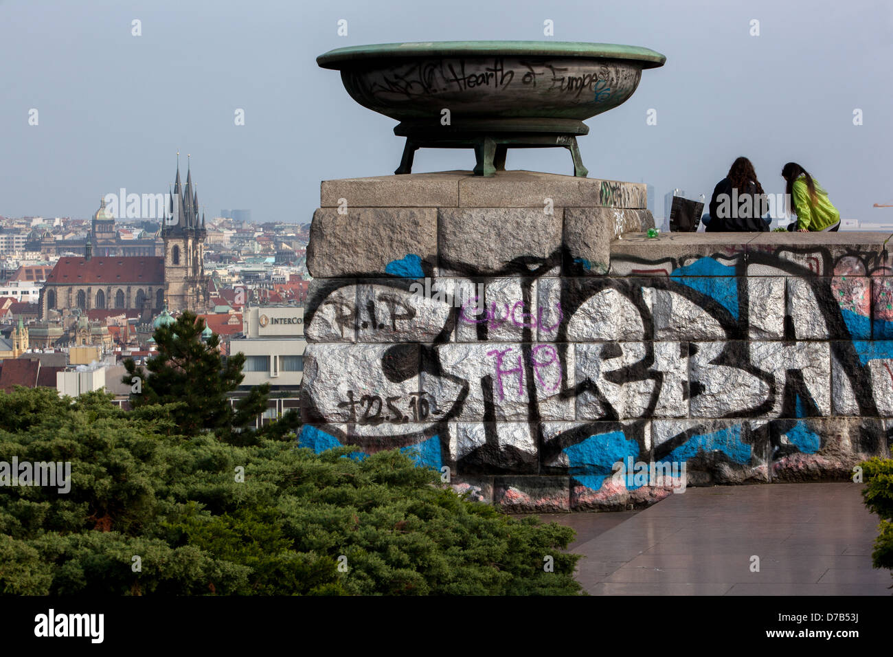 Überreste des ehemaligen Denkmals für Stalin Prag Letna Park sehen Tschechien Stockfoto