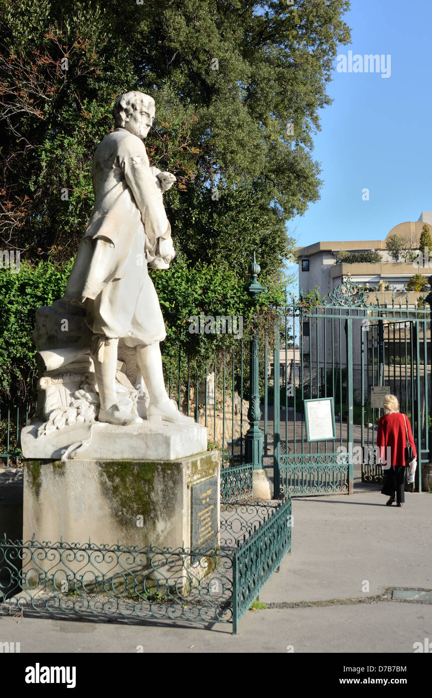 Pierre Puget Statue & Eingang zum Jardin de la Colline Public Park oder Garden Marseille France Stockfoto