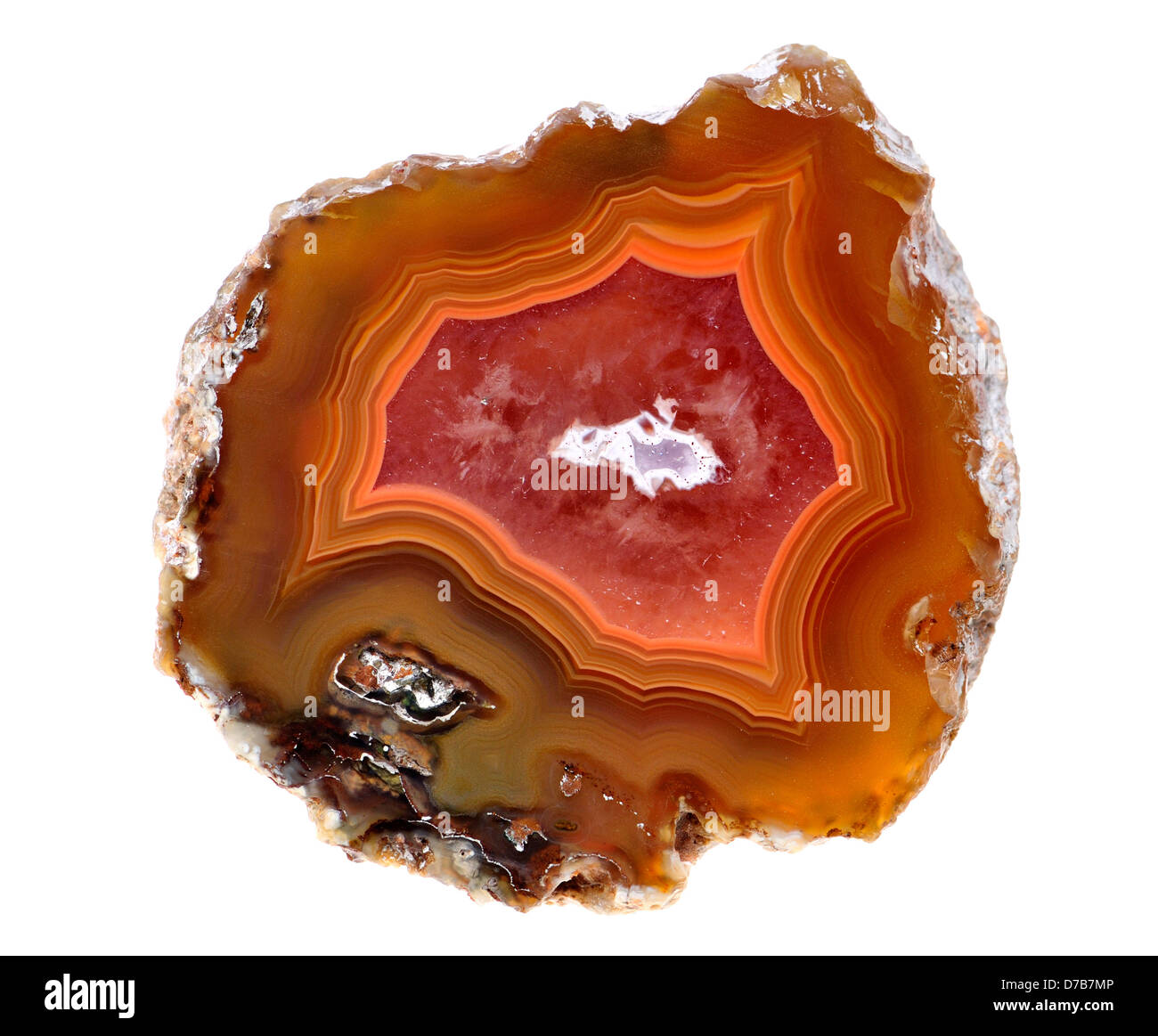 Achat - Querschnitt der Geode poliert Stockfoto