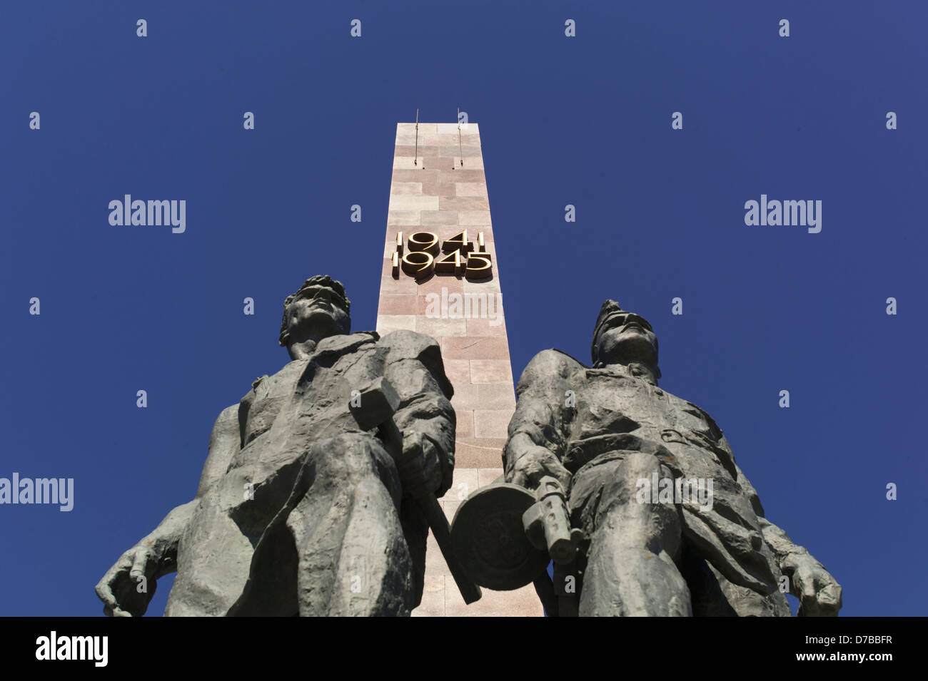 Sowjetische Soldaten, die Leningrad von den deutschen im Weltkrieg, Square Victory,St.Petersburg,Russia verteidigt Stockfoto