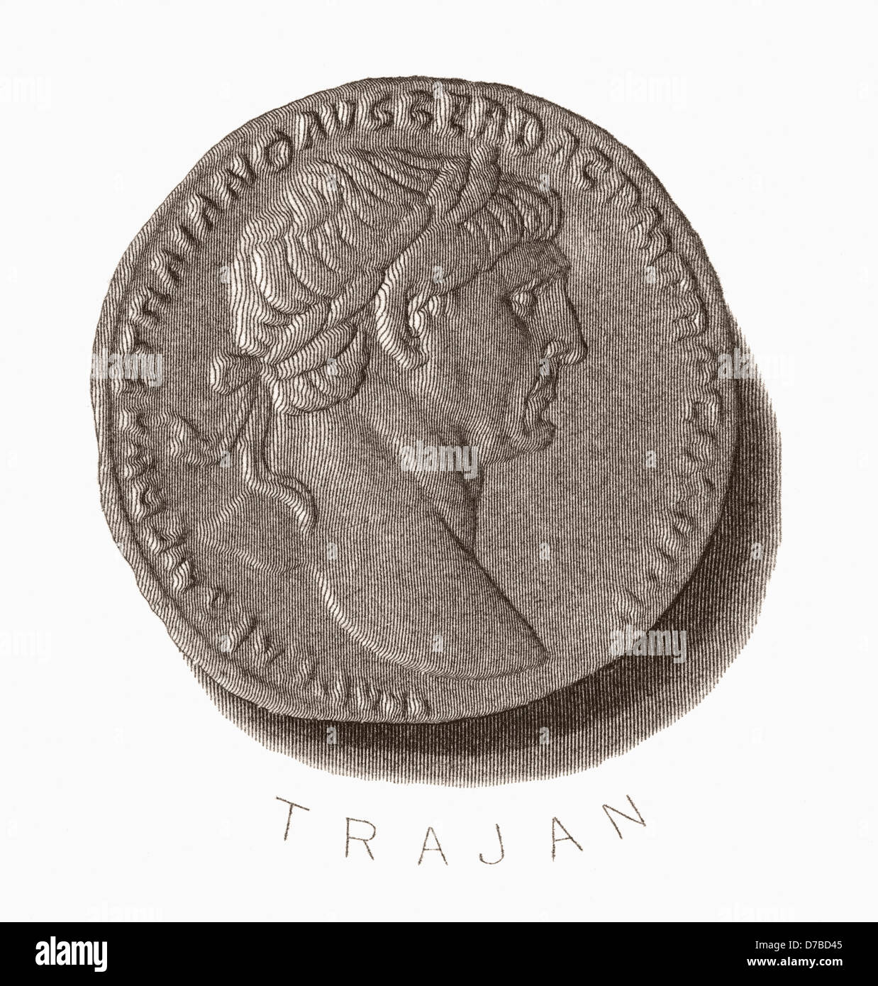 Trajan, 53 AD –117 AD. Römischer Kaiser Stockfoto