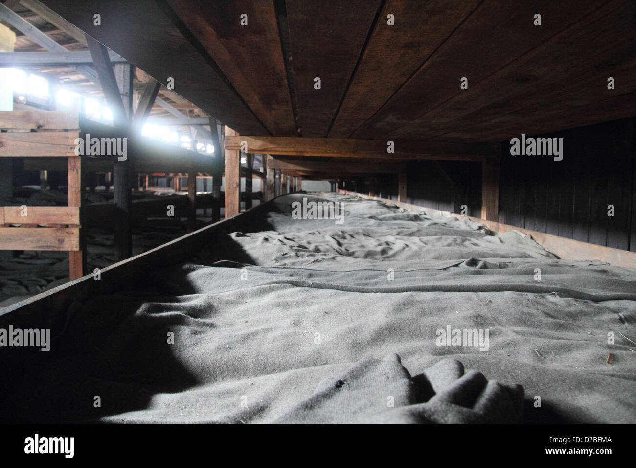 Gefangenen schlafen Kaserne im Vernichtungslager Majdanek bei Lublin, Polen Stockfoto