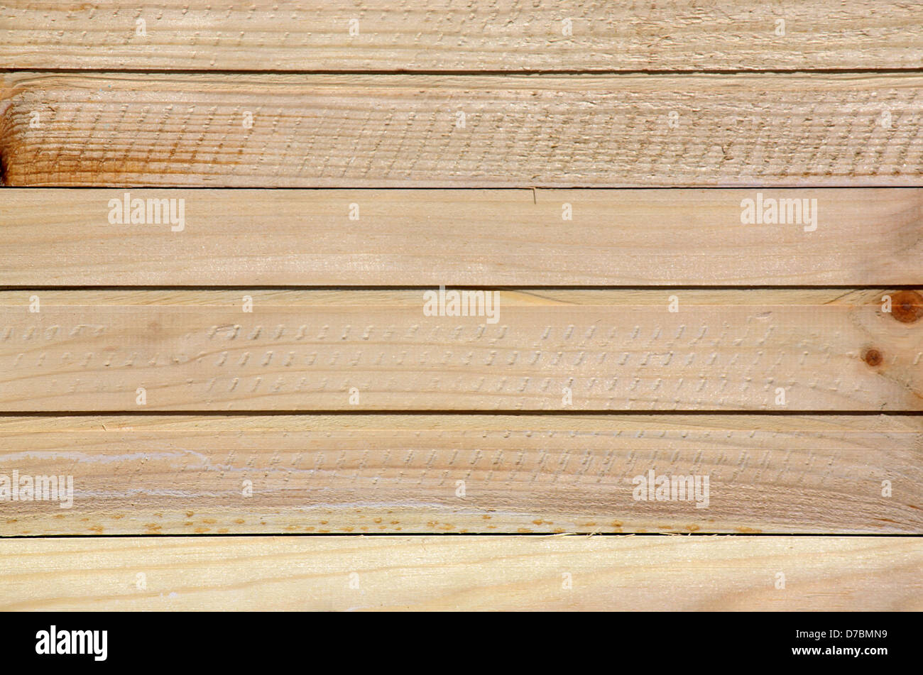 Nahaufnahme von Wand aus Holzbohlen Stockfoto