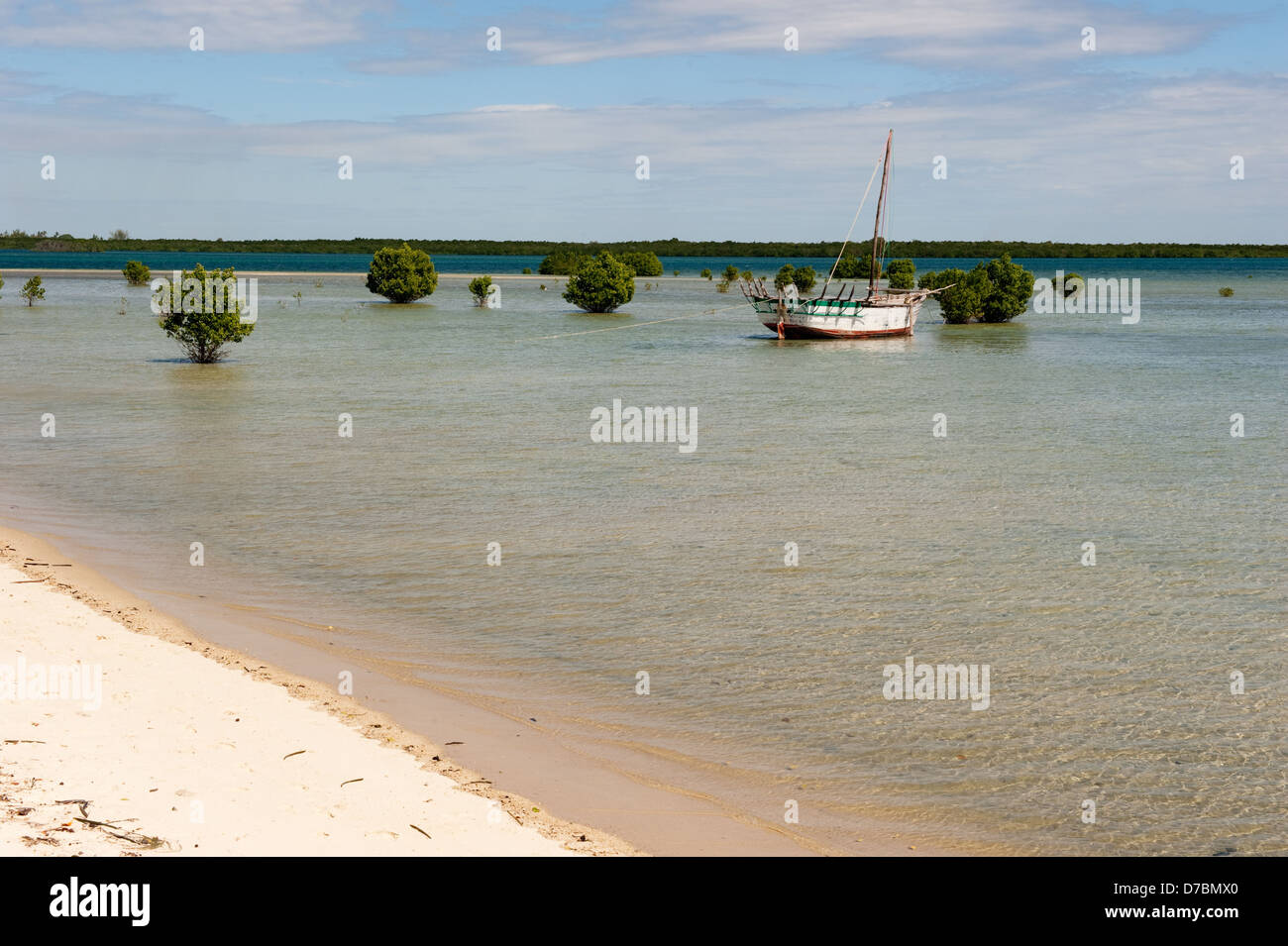 Dhau zwischen den Mangroven, Ibo Insel Mosambik Stockfoto